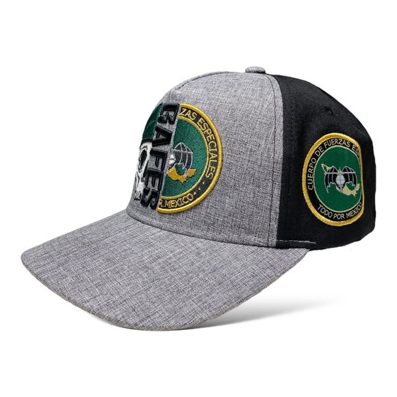 Mexico Gafes Fuerzas Especiales Men's Curved Brim Trucker Hat Light Gray - Picture 2 of 8